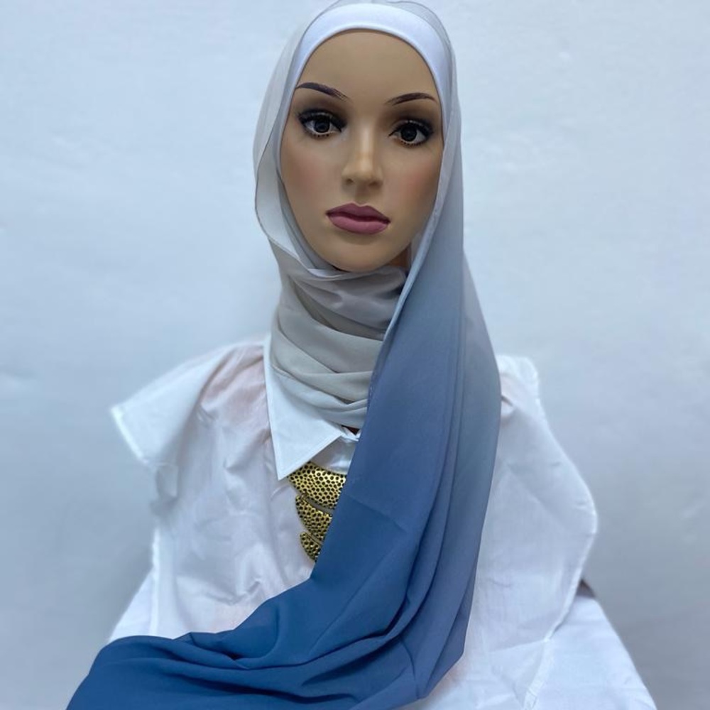 Ombré hijab - grey to blue - chiffon - gorgette